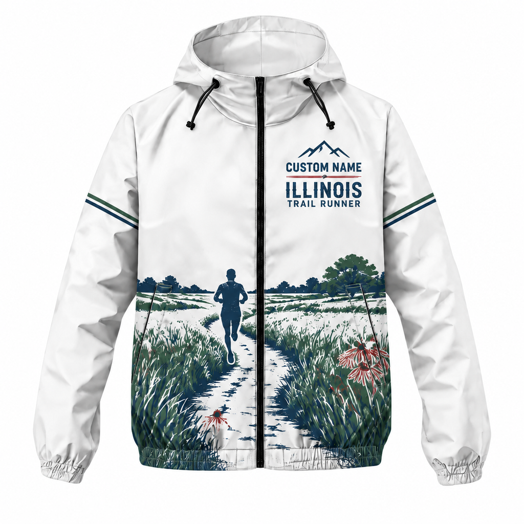Custom Name Illinois Trail Runner Illinois Running Windbreaker Jacket