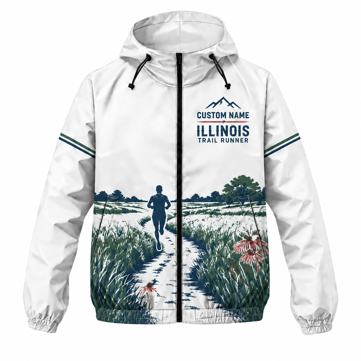 Custom Name Illinois Trail Runner Illinois Running Windbreaker Jacket