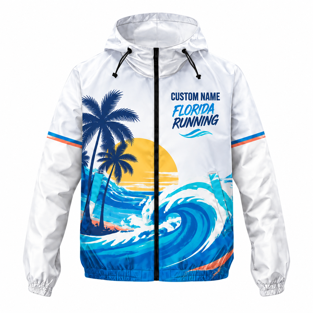 Custom Name Florida Coastal State Pride Florida Running Windbreaker Jacket