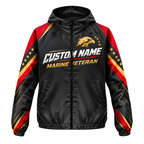 Custom Name Marine Red Gold Runner Running Windbreaker Jacket
