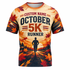 Custom Name October 5K Runner Halloween Tech Running T-Shirt