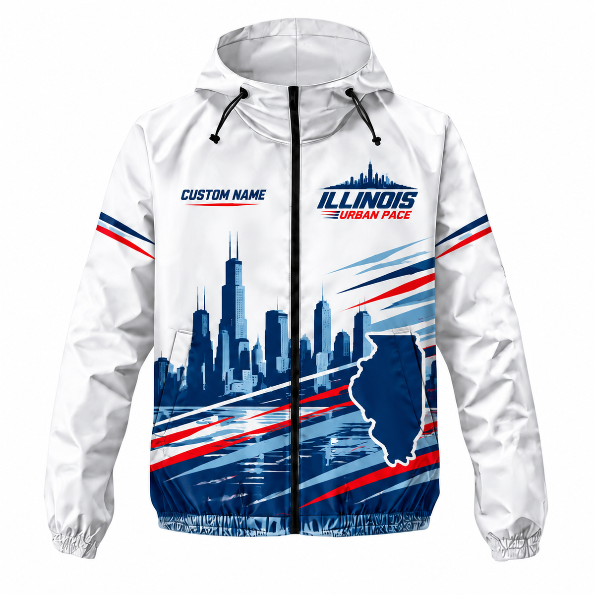 Custom Name Illinois Urban Pace Illinois Running Windbreaker Jacket