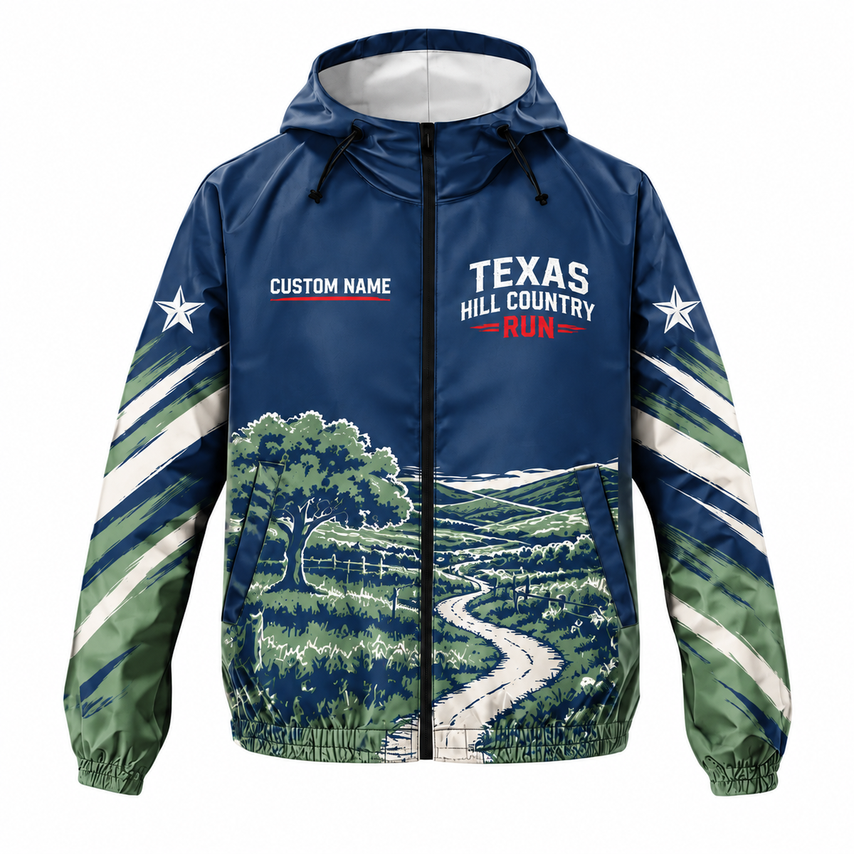 Custom Name Texas Hill Country Run Running Windbreaker Jacket