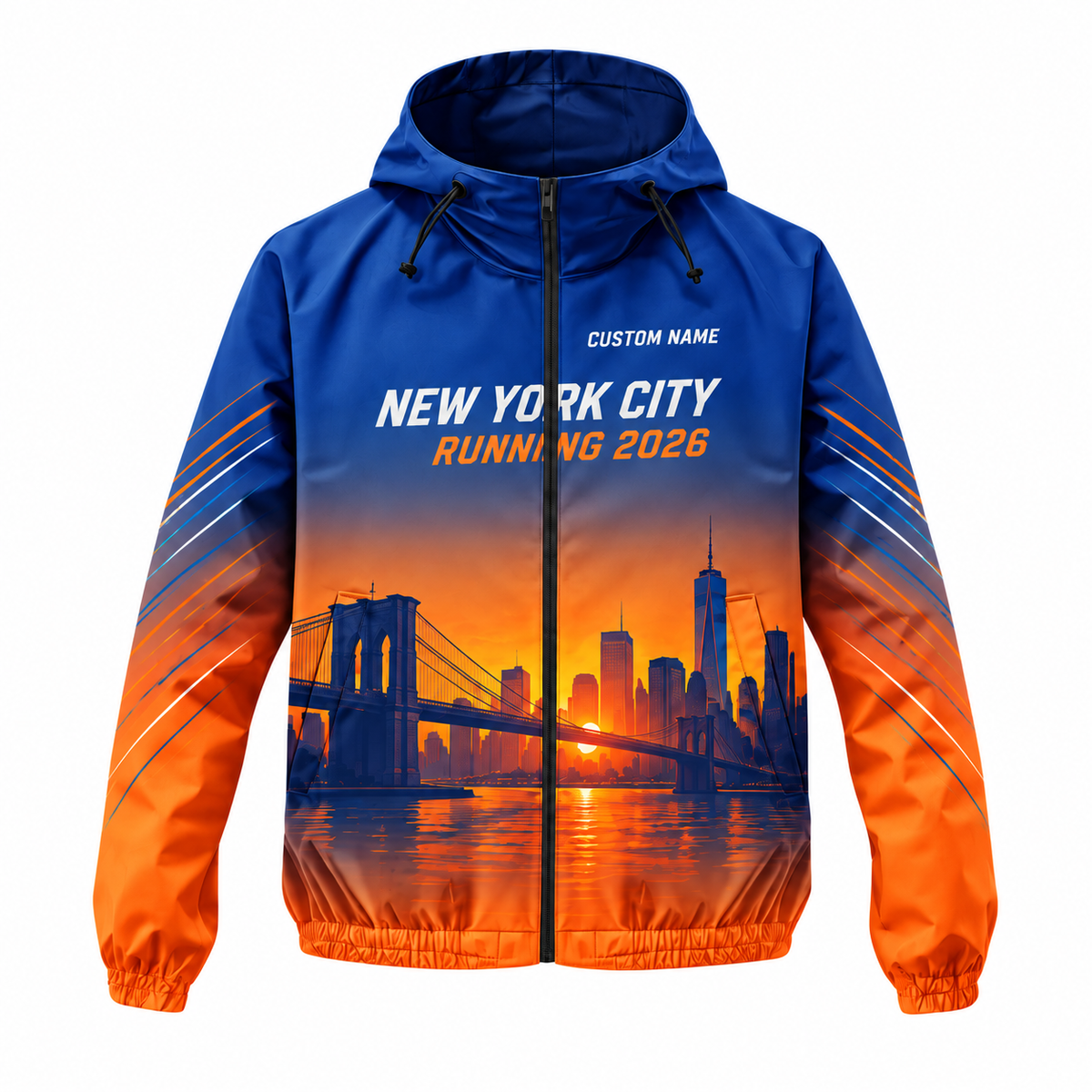 Custom Name New York City Sunset Runner Running Windbreaker Jacket