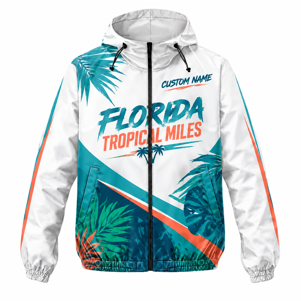 Custom Name Florida Tropical Miles Florida Running Windbreaker Jacket