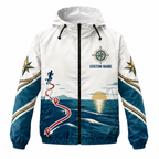 Custom Name Navy Compass Anchor Miles Running Windbreaker Jacket