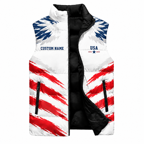 Eagle Wings Stars & Stripes Sleeveless Running Puffer Jacket