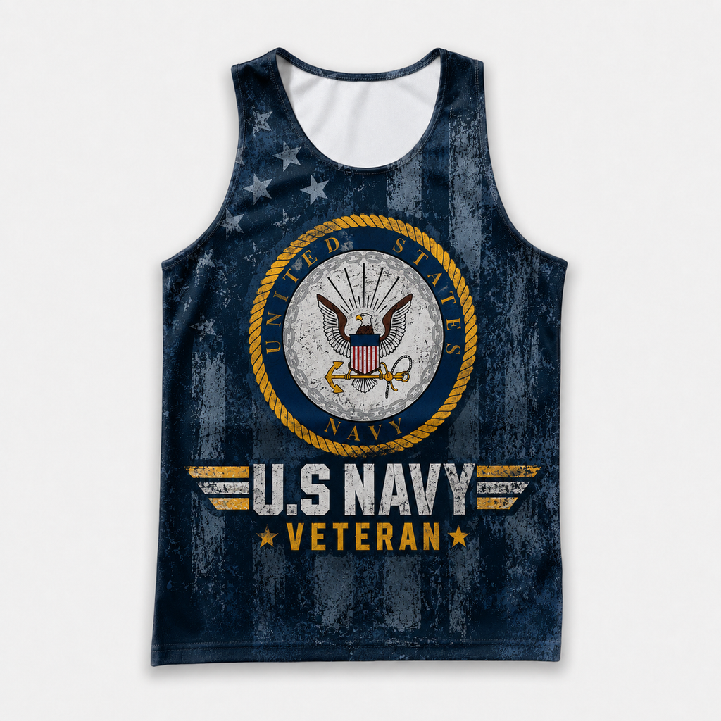 Veteran Running Tank Top - US Navy Veteran V6 Tech Singlet