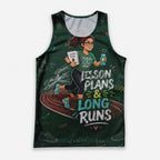 Teacher Running Tank Top Chalkboard Doodle Style Tech Running Singlet