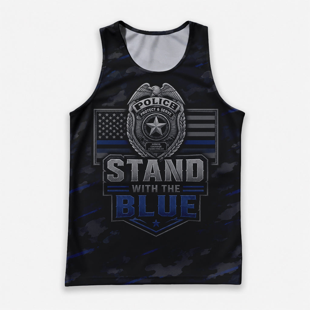 Men's Running Tank Top Police Stand With The Blue Running Singlet