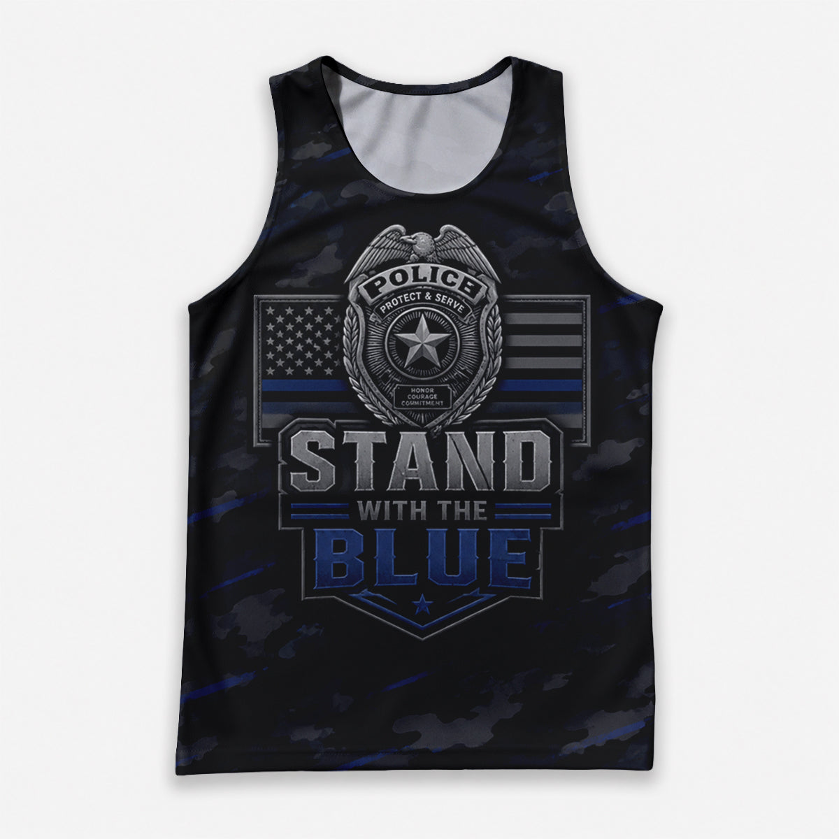 Men's Running Tank Top Police Stand With The Blue Running Singlet