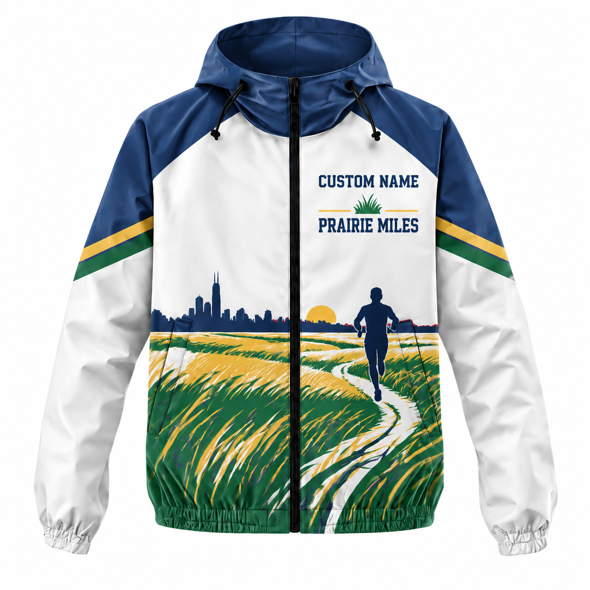 Custom Name Prairie Miles Illinois Illinois Running Windbreaker Jacket