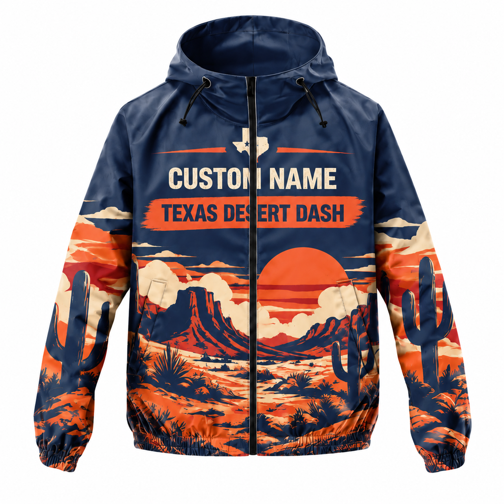 Custom Name Texas Desert Dash Running Windbreaker Jacket