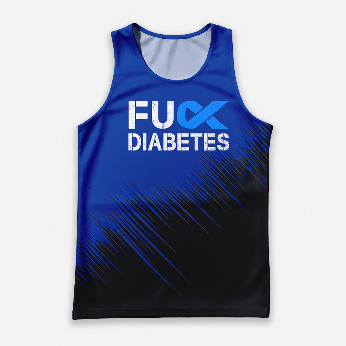 Diabetes Fighter Running Tank Top Blue Ribbon Diabetes Awareness Running Singlet for Men and Women