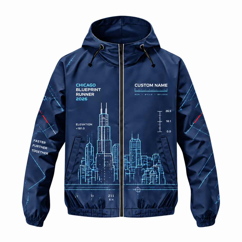 Custom Name Chicago Blueprint Runner Running Windbreaker Jacket