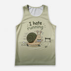 Funny Running Tank Top I Hate Running Lazy Snail Tech Singlet