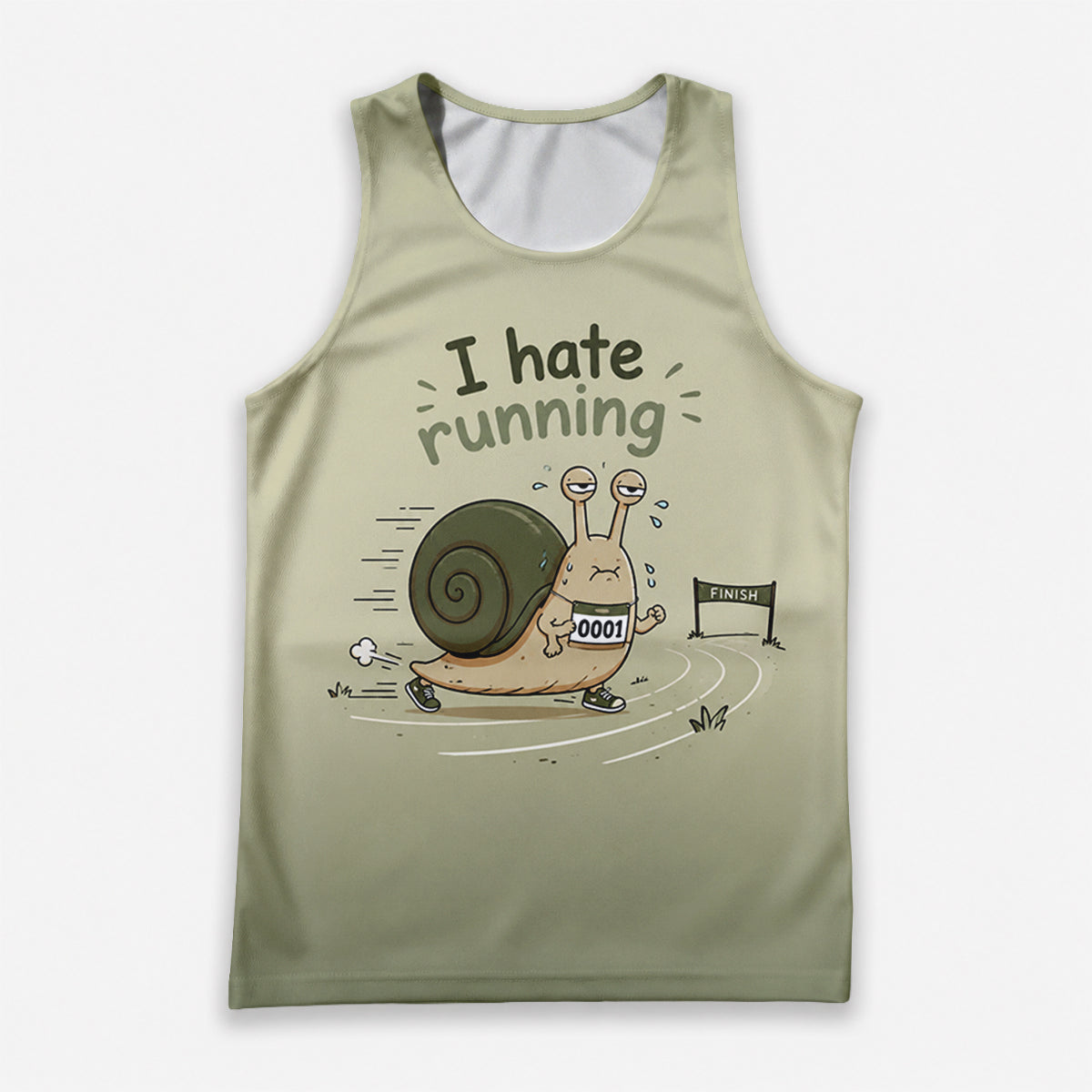 Funny Running Tank Top I Hate Running Lazy Snail Tech Singlet