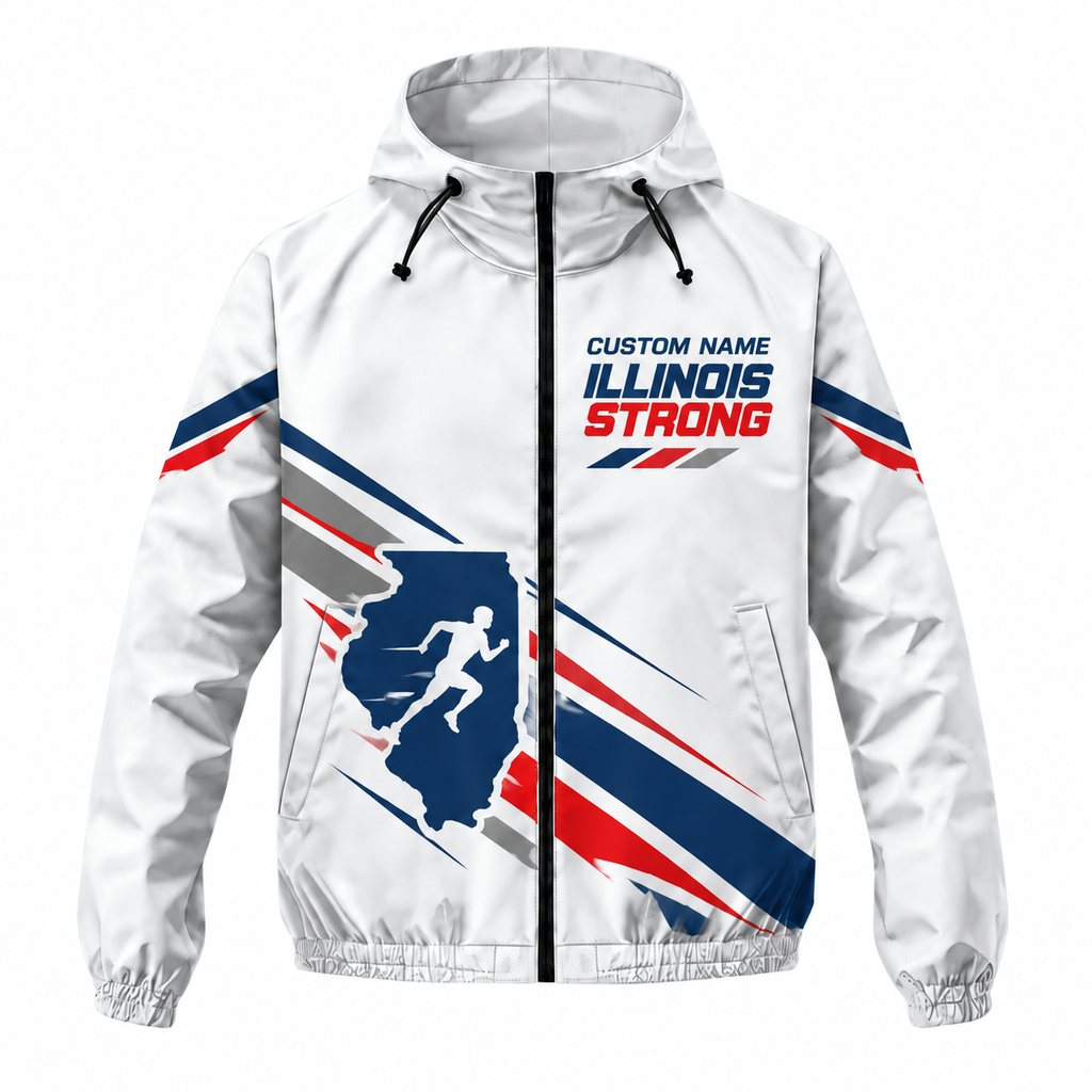 Custom Name Illinois Strong Runner Illinois Running Windbreaker Jacket