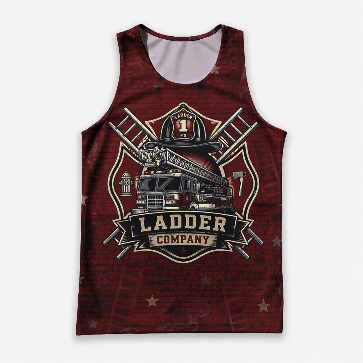 Men's Running Tank Top Firefighter Ladder Company Running Singlet V2