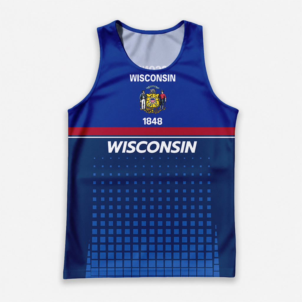 Patriotic Tech Running Tank Top - Wisconsin State Pride Running Singlet