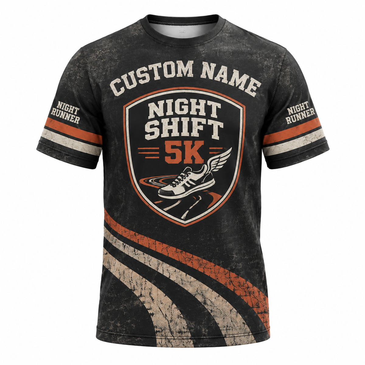 Custom Name Night Shift 5K Halloween Tech Running T-Shirt