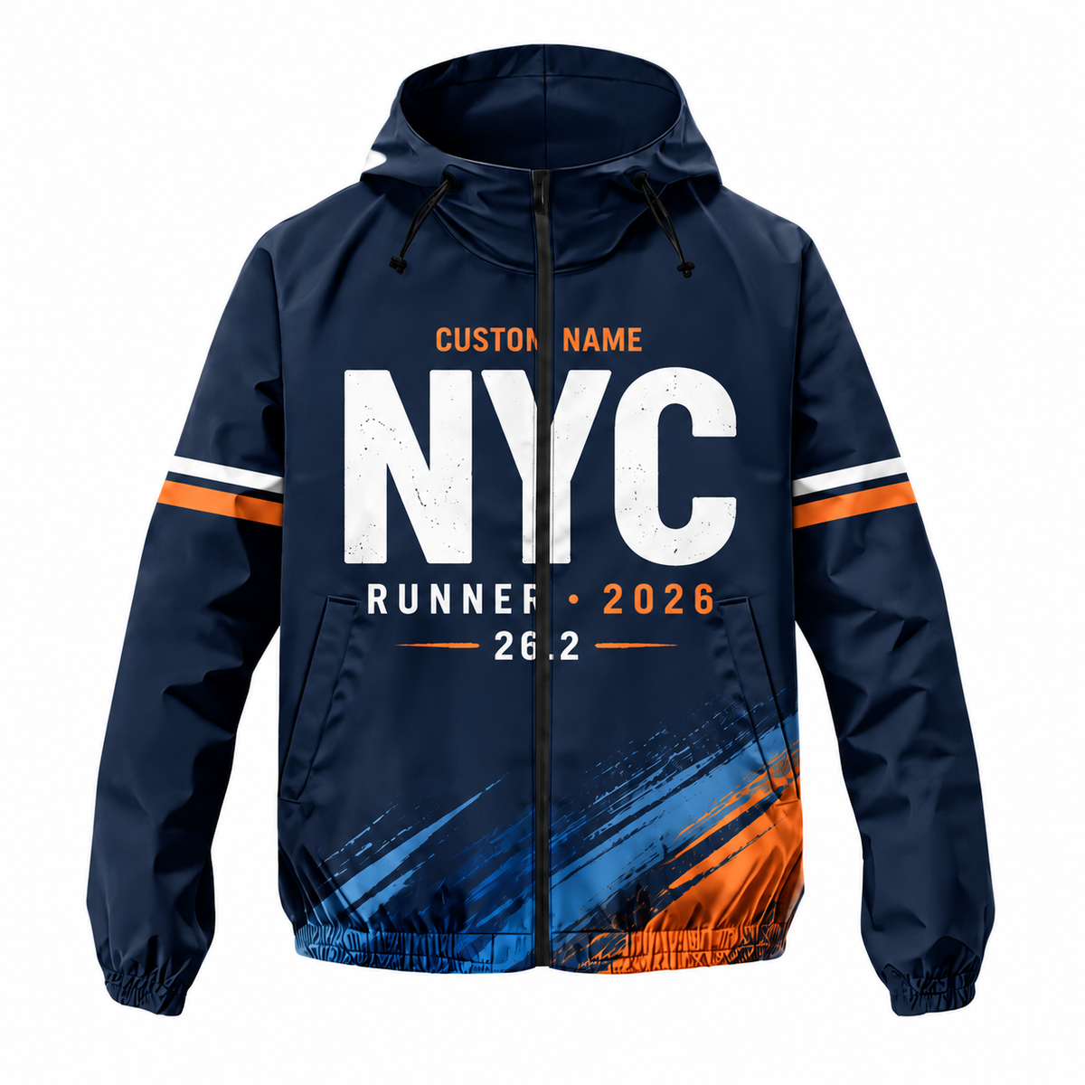 Custom Name NYC 26.2 Bold Type Running Windbreaker Jacket