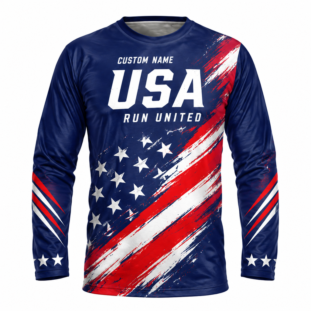 Custom Name Patriot Pace Running Long Sleeve Shirt