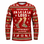 Custom Name Miles Fa La La La Legs Santa Hustle Galveston Running Long Sleeve Shirt
