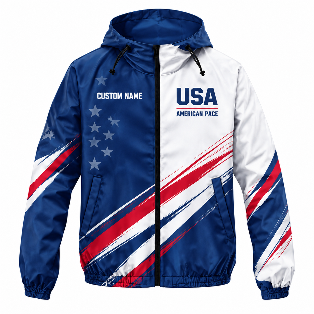 Custom Name American Pace Jacket Running Windbreaker Jacket