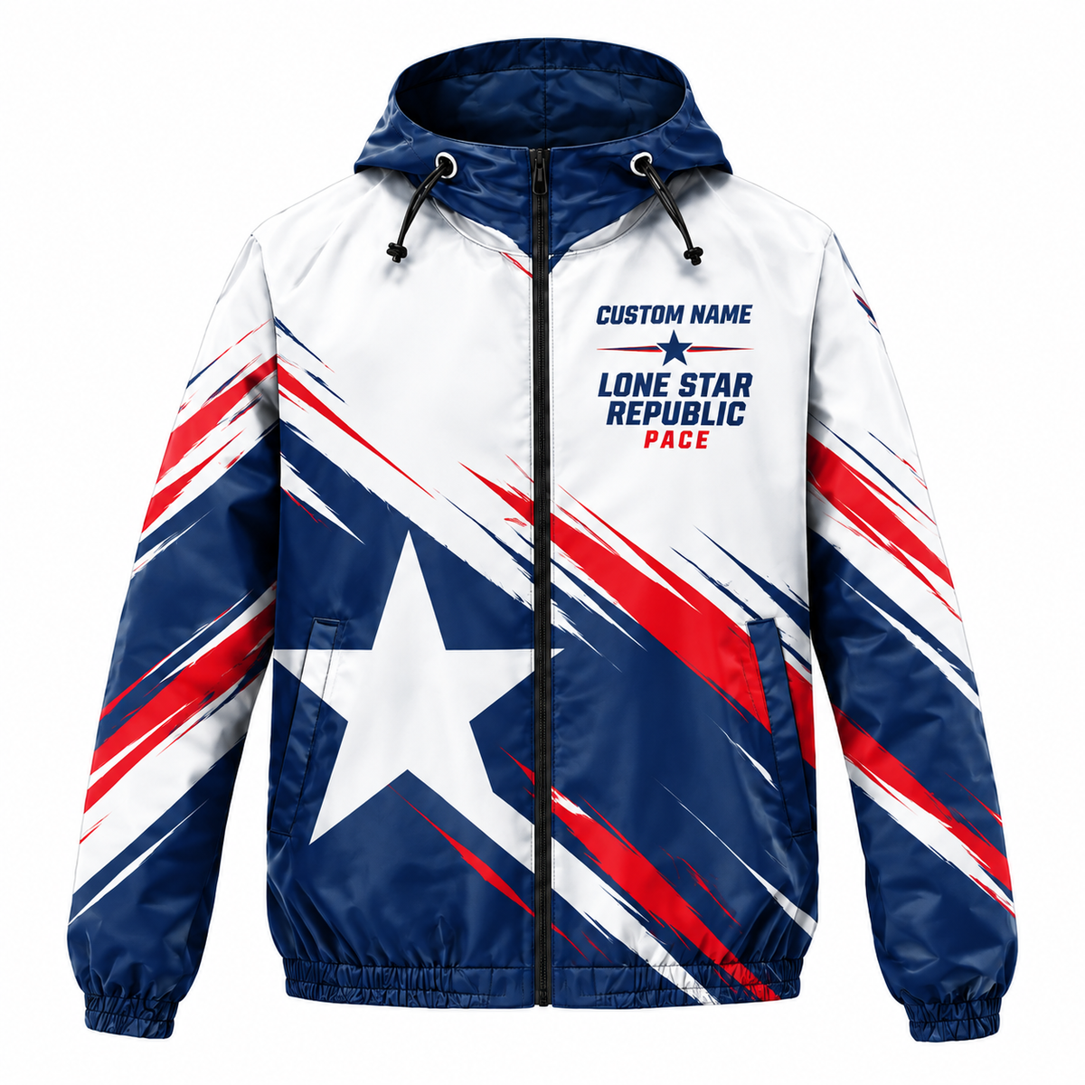 Custom Name Lone Star Republic Pace Running Windbreaker Jacket