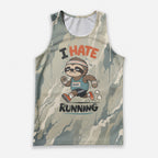 Funny Running Tank Top I Hate Running Sloth Tech Singlet