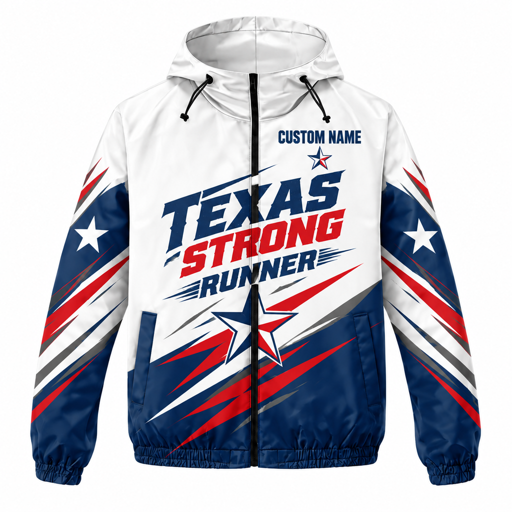 Custom Name Texas Strong Runner Running Windbreaker Jacket