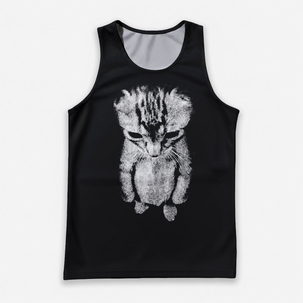 Cat Running Tank Top Sad Kitten Running Singlet for Men and Women