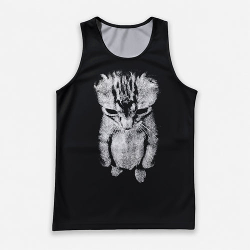Cat Running Tank Top Sad Kitten Running Singlet for Men and Women