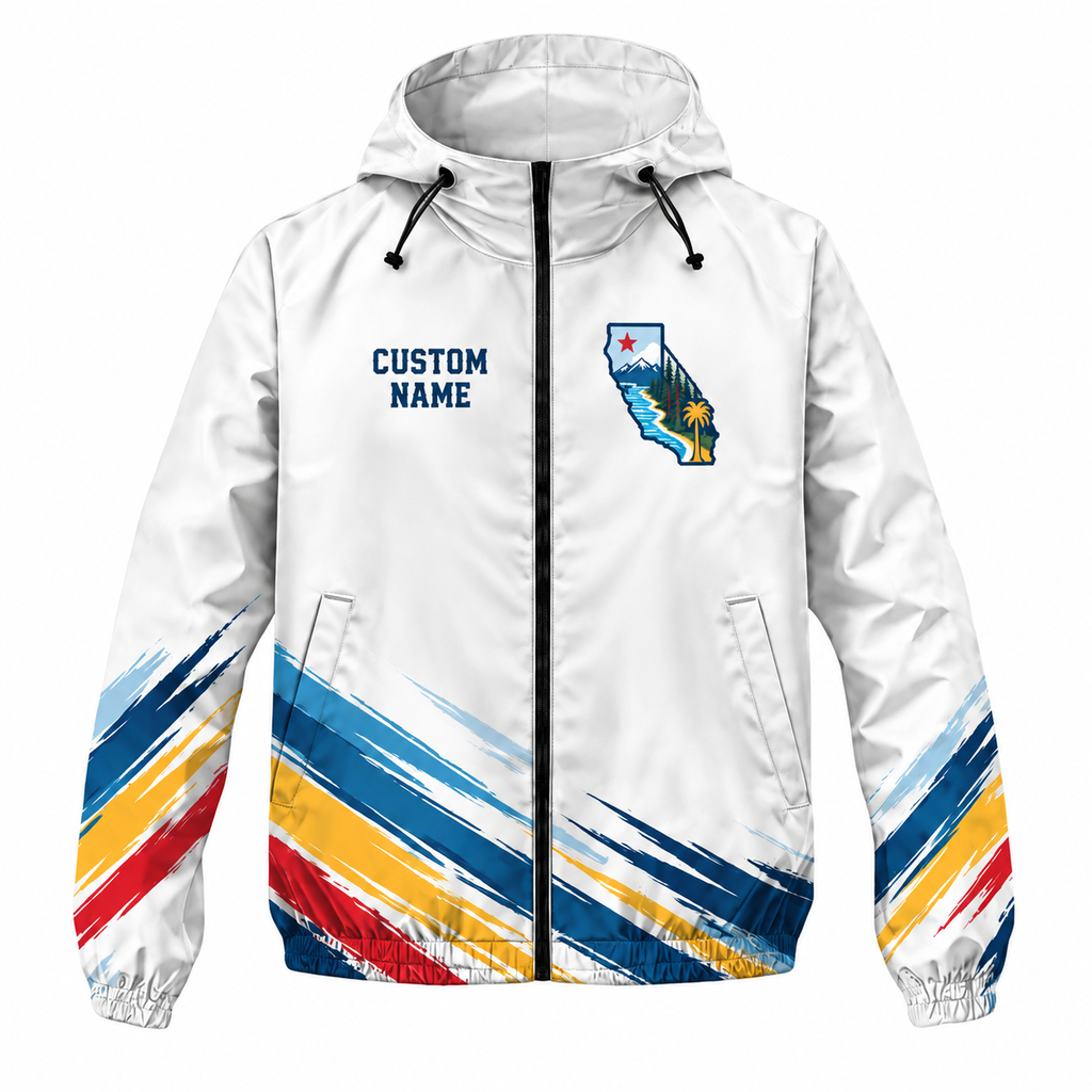 Custom Name California Map Runner Running Windbreaker Jacket