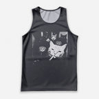 Cat Running Tank Top Funny Gangster Cat Running Singlet for Men and Women