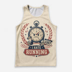 Funny Running Tank Top I Hate Running Angry Stopwatch Tech Singlet