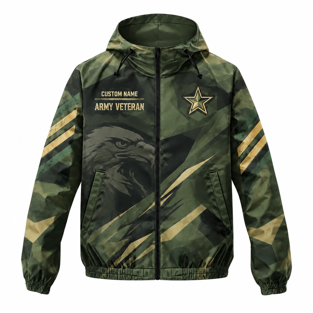 Custom Name Army Star Tactical Runner Running Windbreaker Jacket