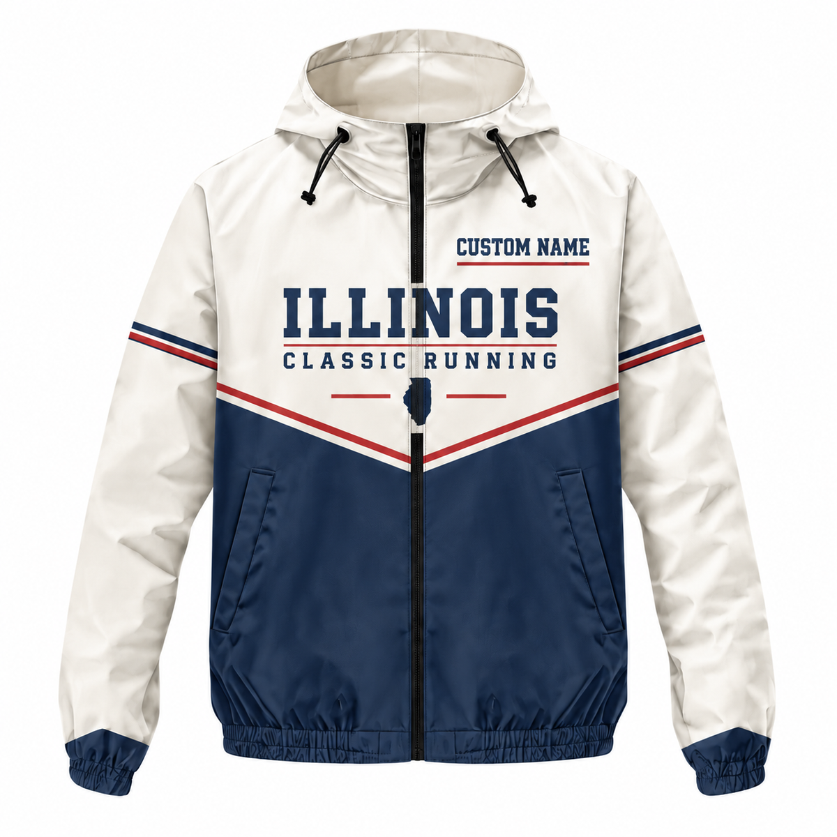 Custom Name Illinois Classic Running Illinois Running Windbreaker Jacket