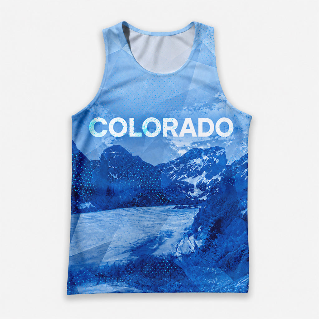 Colorado Running Tank Top Blue Rocky Mountain Running Singlet for Men and Women