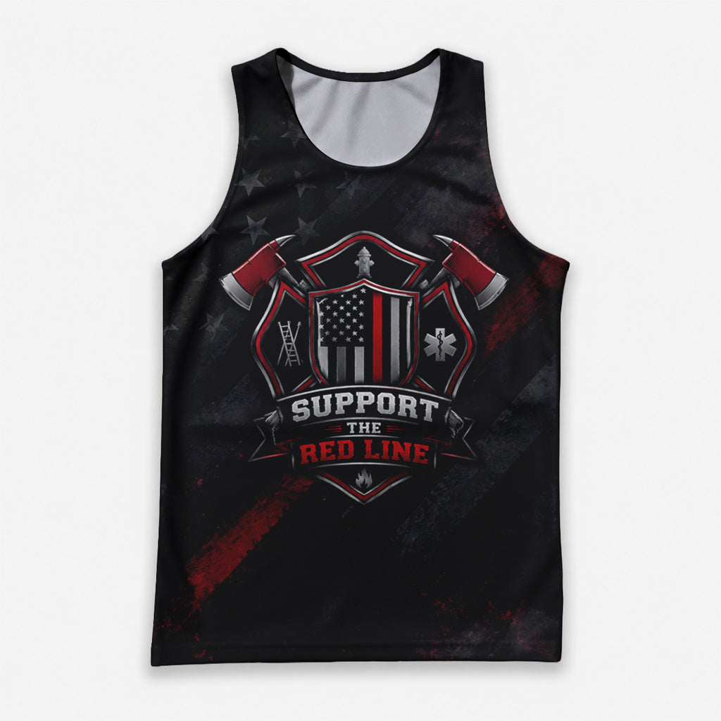 Men's Running Tank Top Firefighter Support The Red Line Running Singlet