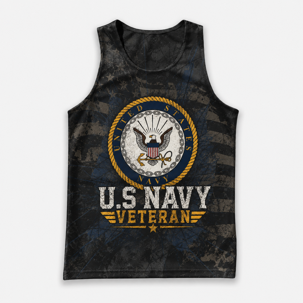 Veteran Running Tank Top - US Navy Veteran V2 Tech Singlet