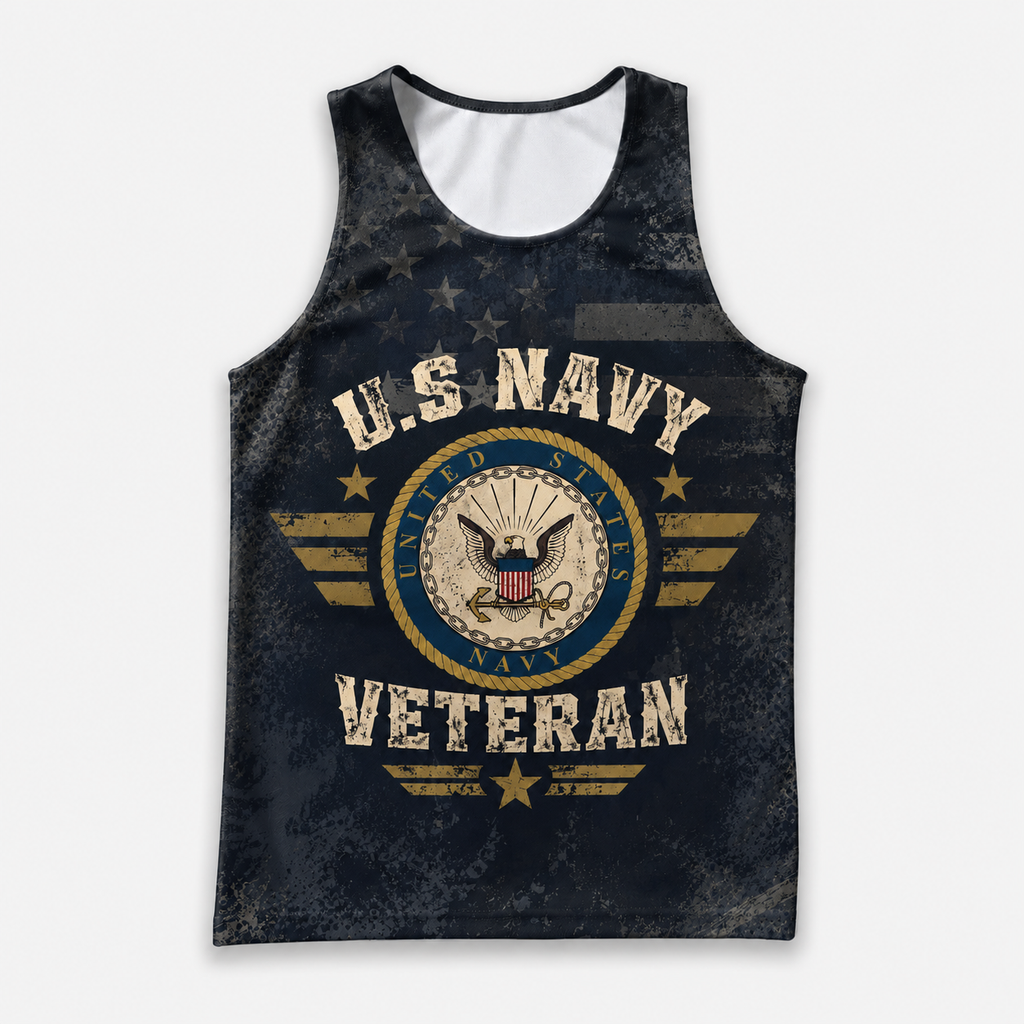 Veteran Running Tank Top - US Navy Veteran V7 Tech Singlet