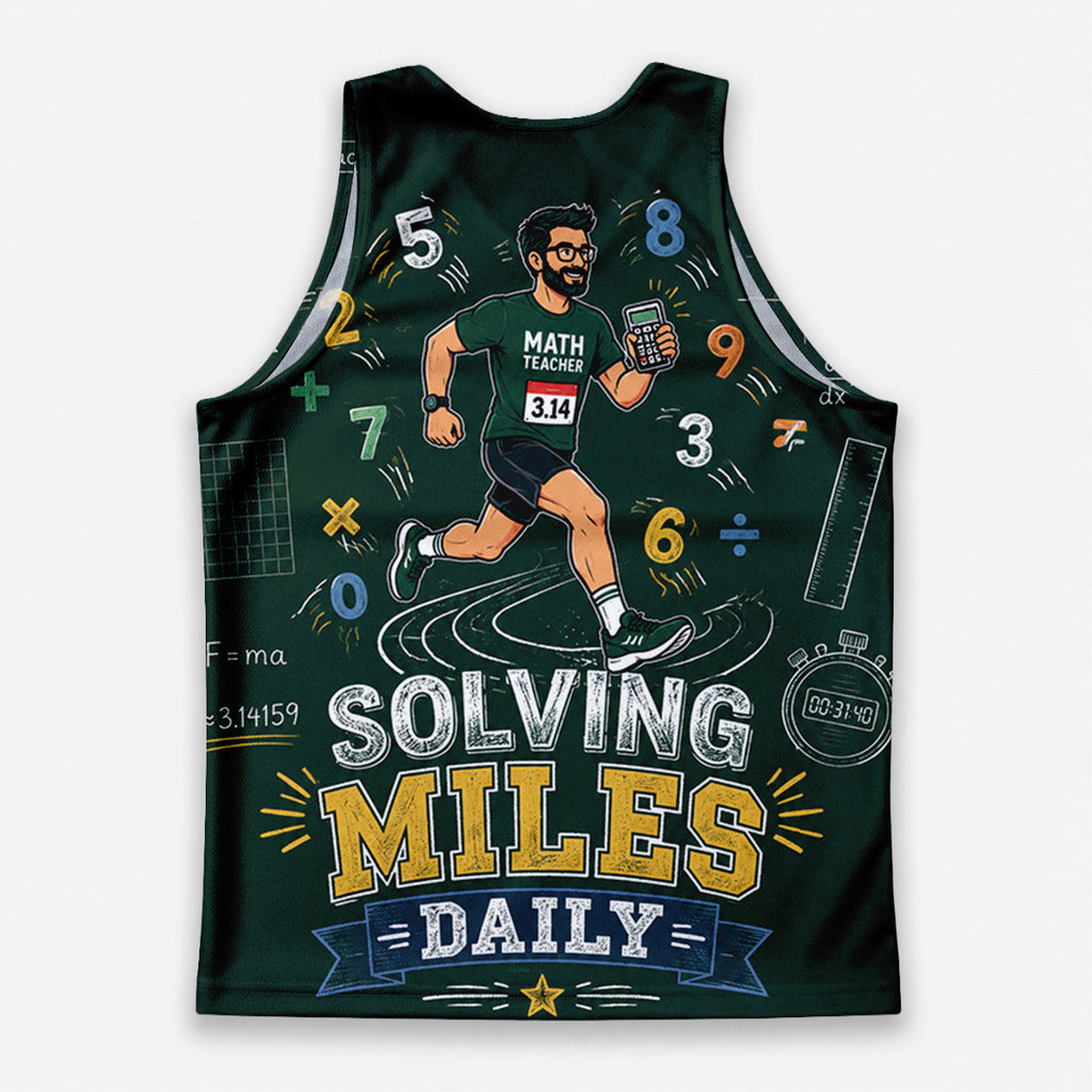 Teacher Running Tank Top Math Teacher Mile Club Tech Running Singlet
