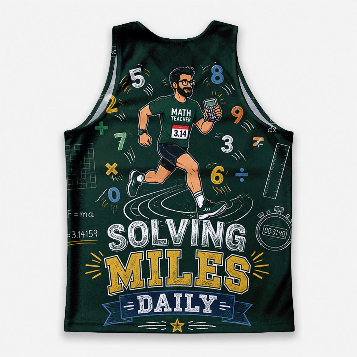 Teacher Running Tank Top Math Teacher Mile Club Tech Running Singlet