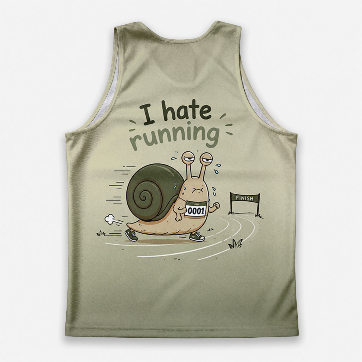 Funny Running Tank Top I Hate Running Lazy Snail Tech Singlet