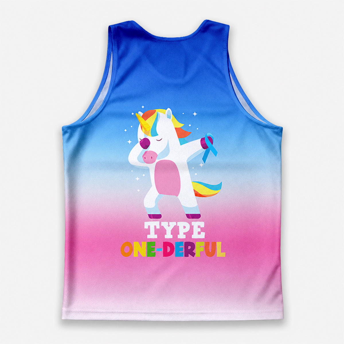 Diabetes Fighter Running Tank Top Unicorn Blue Ribbon Running Singlet for Men and Women