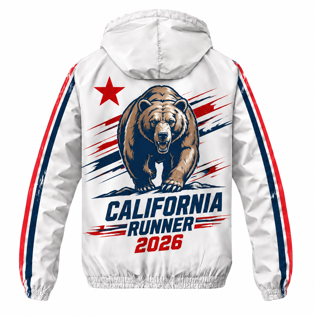Custom Name California Bear Runner Running Windbreaker Jacket