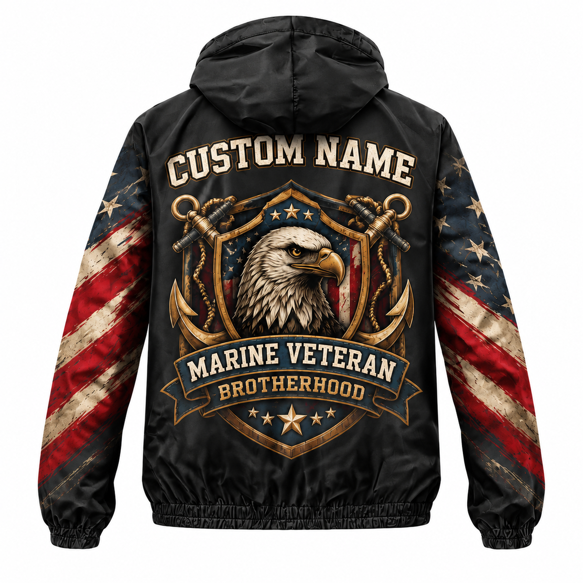 Custom Name Marine Corps Veteran Brotherhood Running Windbreaker Jacket