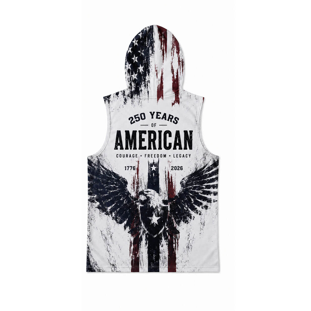 USA 250 Courage Freedom Legacy Men's Workout Hooded Tank Top